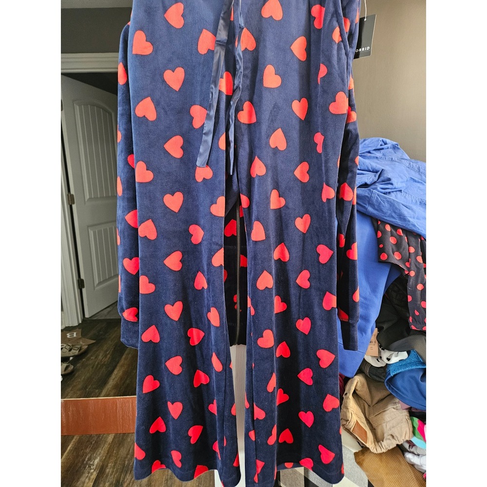 NWT Torrid Navy Blue Red Heart Velour Zip Hoodie Lounge Pants Set Women's 2X - Picture 8 of 8